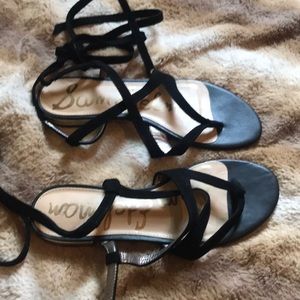 Sam Edelman black ankle tie sandals